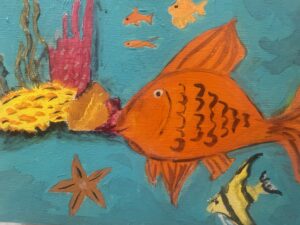 Goldie arcrylic painting